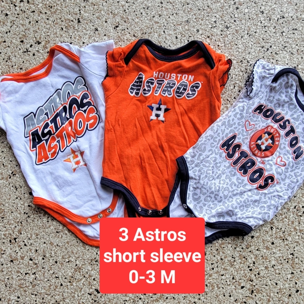 3 Astros baby girl onesies